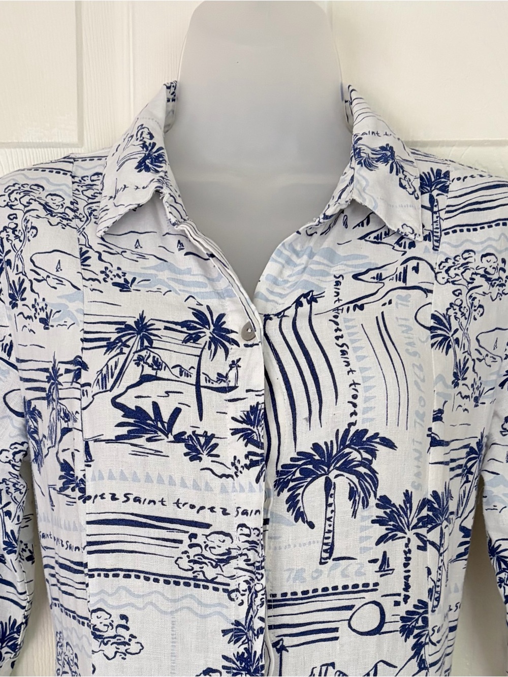 Calypso St. Barth Saint Tropez Linen Coastal Resort Midi Button Down Dress XS - Picture 7 of 16